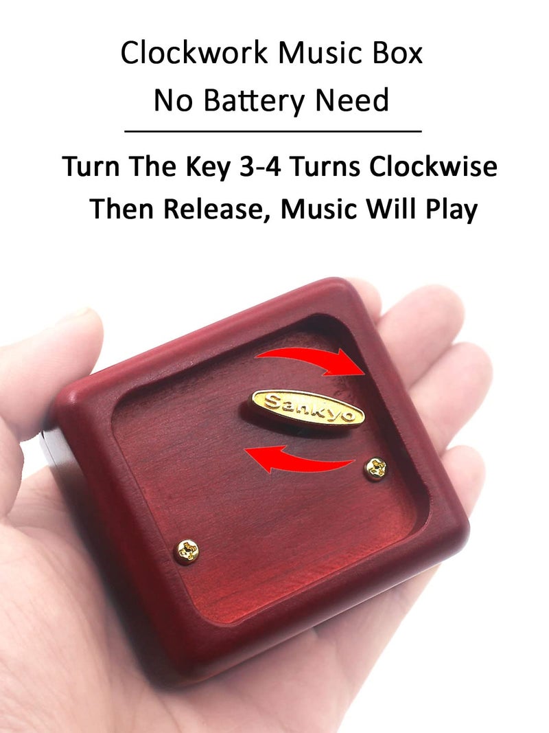 Sinzyo Music Box Vintage Musical Boxs Gift for Birthday Valentine's Day Christmas Day(Wine Red Box) - Image 3